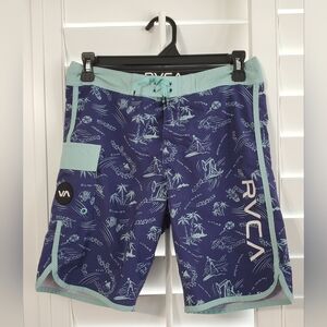 RVCA Eastern Boys Size 28 Swim Trunks, 17 Inch Length Boardshorts